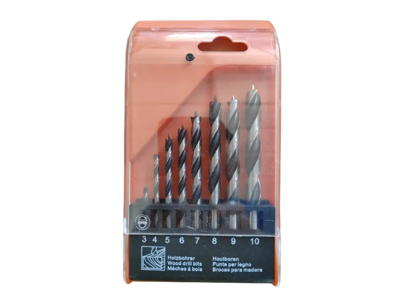 8-teiliges transparentes Holzbohrer-Set mit gerollten Kanten