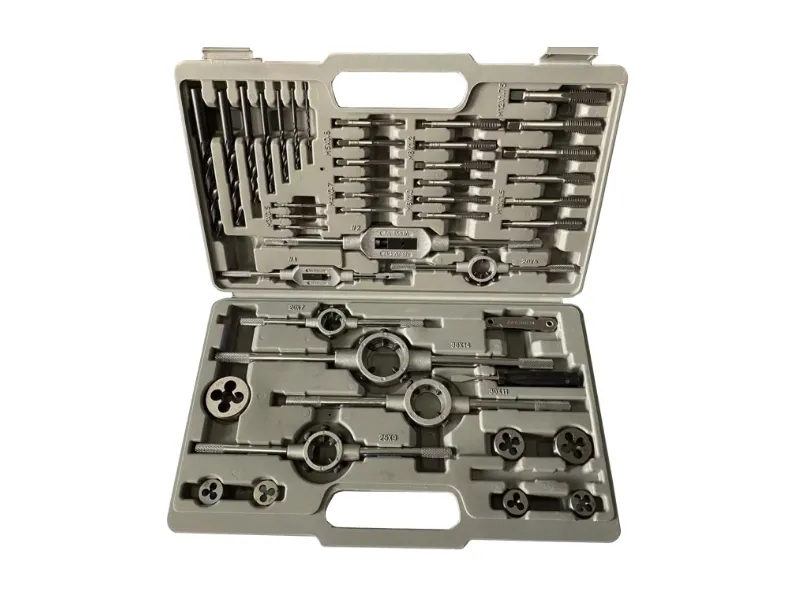 44-teiliges Set mit metrischen Gewindebohrern, Schneideisen und Bohrern