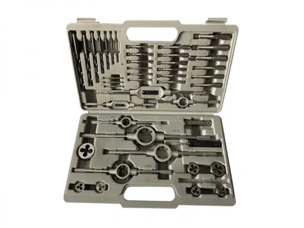 44-teiliges Set mit metrischen Gewindebohrern, Schneideisen und Bohrern